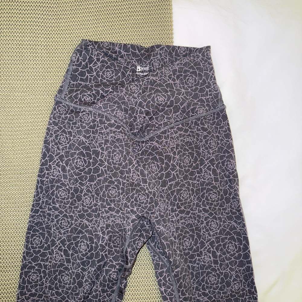 Grey Floral Buffbunny Cross Waist Leggings